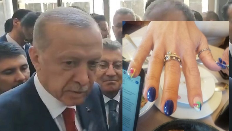 Erdoğan muhabirin tırnaklarını görünce şaşkına döndü! O anlar kamerala