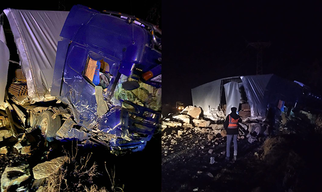 Artvin'de korkutan heyelan! TIR devrildi