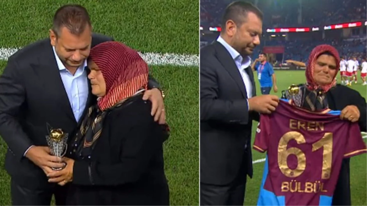 Süper Lig açılış maçı öncesi duygusal anlar! Eren Bülbül'ün annesine forma hediye ettiler