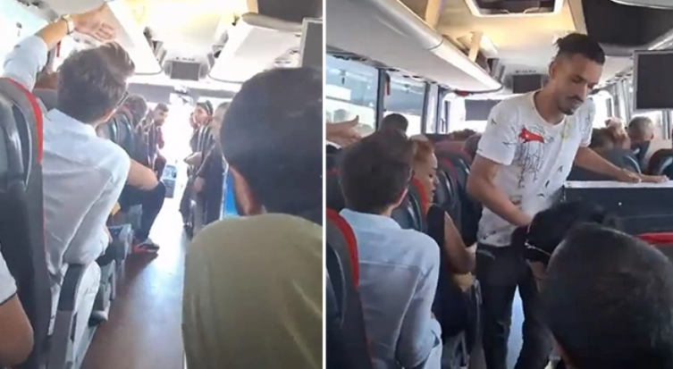 Şoke eden görüntüler! Yabancı uyruklu şahıs otobüste pet şişeye tuvaletini yaptı