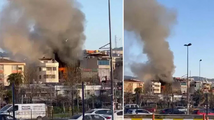 Pendik'te 7 katlı otelde yangın