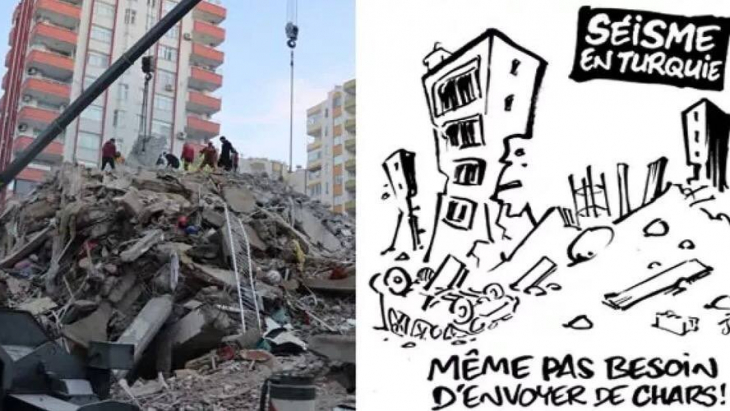Charlie Hebdo Türkiye'nin deprem acısıyla alay etti