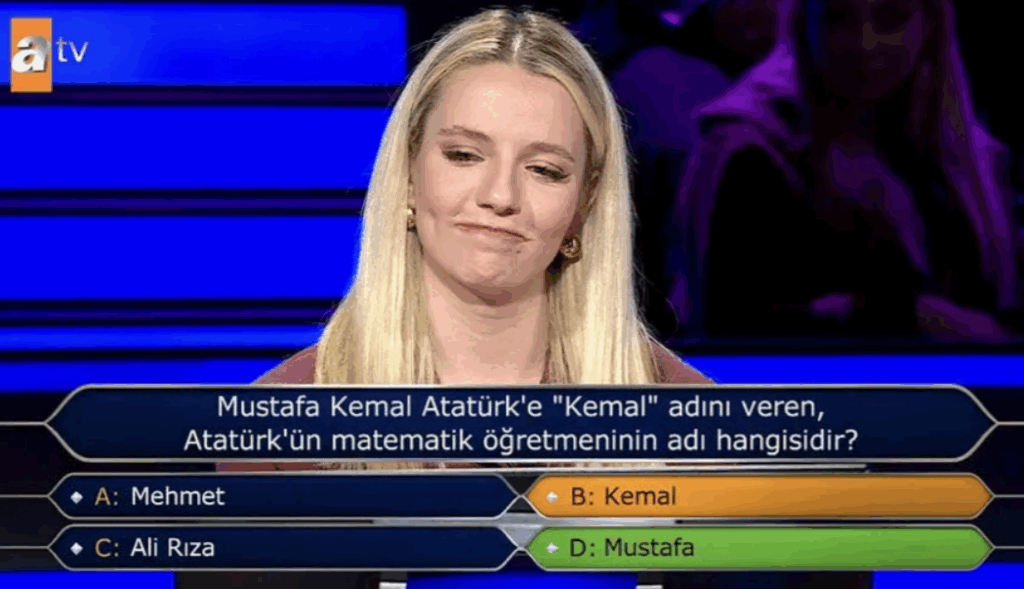 Kim Milyoner Olmak Isterde Ataturk sorusunu bilemedi